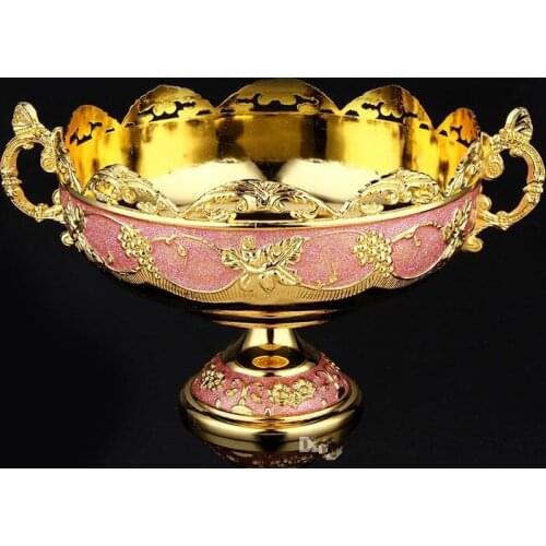 Gold Dessert Plates With Ear Handle European Fruit Dish Sweet Dishes Fruit Rack Plates For Wedding Or Party