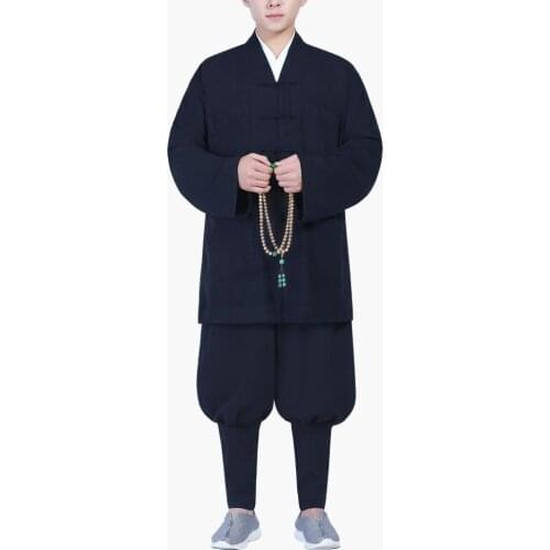 Unisex Summer high quality ice silk buddhiist zen lay clothing shaolin monk kung fu wushu suits buddha martial arts uniforms