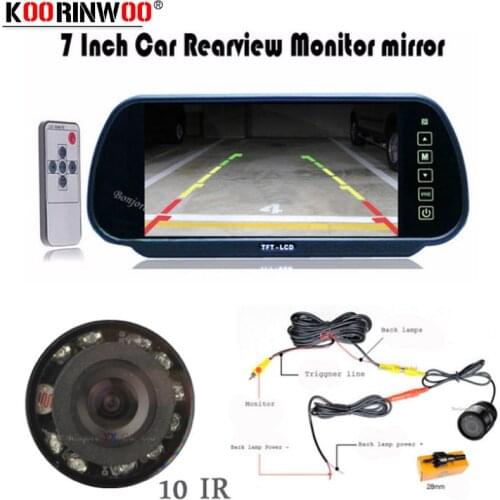 Koorinwoo 800*480 High Resolution 7 Inch Monitor Mirror 10 Infrared Inductor Lighs Night Vision Car Rear View Camera Parking Kit