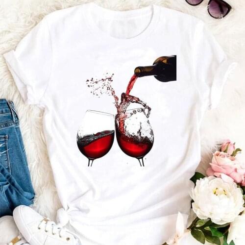 Women Summer Wine Cute Funny 90s Tshirts Cartoon Fashion Short Sleeve Clothes Graphic T Top Lady Print Female Tee T-Shirt