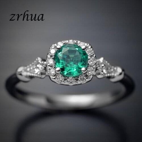 ZRHUA Luxury 100% 925 Sterling Silver Rings for Women Wedding Jewelry Acessories Cubic Zirconia Bijoux Big Promotion Female Anel