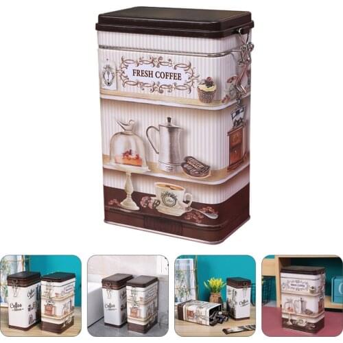 1Pc Tinplate Soluble Coffee Box with Lid Desktop Sundries Storage Container