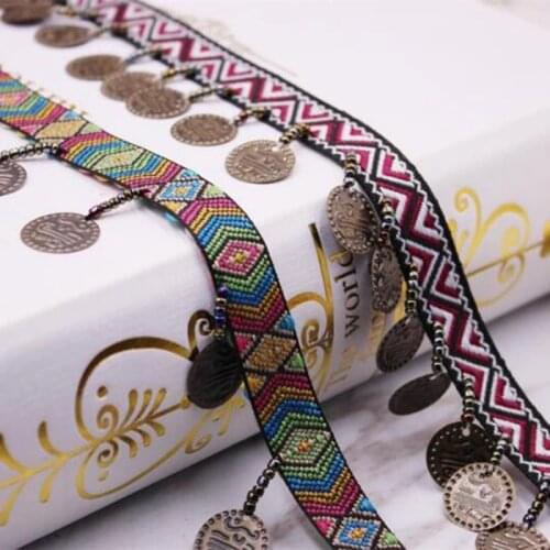 1Yards/Lot Copper Tassel Lace Ribbon Trim Bohemian Cotton Fabric Ribbon Fringe Drop Handmade Sewing Clothes Curtains Accessories