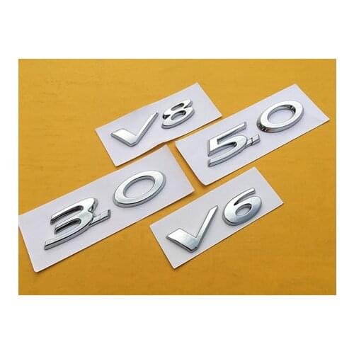 3D Auto Stickers Metal V6 V8 3.0 5.0 Shape Chrome Badge Emblem Decal Motorcycle Modified Car Accessories