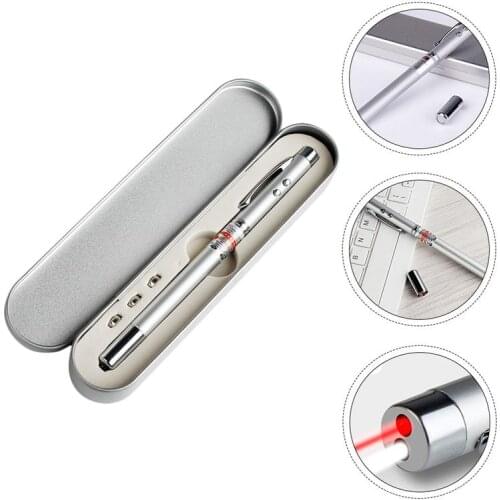 5 In 1 Multifunction Telescopic Pointer Ballpoint Pen LED Flashlight Light Lamp Infrared Telescopic Pointer Laser Flashlight