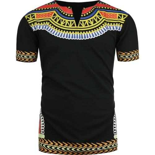 African Dashiki Men Short Sleeve T Shirt 2020 Summer Casual V Neck Tee Shirt Homme Hip Hop Hipster Gypsy Ethnic African Clohtes