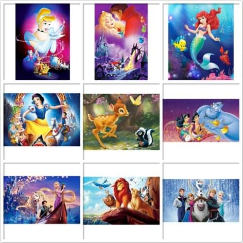 Disney Mermaid Princess 5D DIY Full Round Square Diamond Painting Cross Stitch Kit Mosaic Diamond Embroidery Home Decor Kid Gift