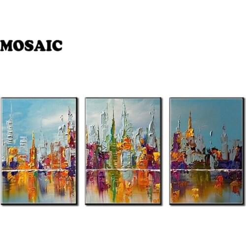 5d cross stitch embroidery diamond 3 Pieces/set Abstract city diamond painting Full resin square mosaic picture room decor
