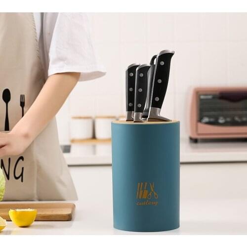 Bamboo Knife Block wood Knife Holder Stand Knives Storage Shelf Rack Storage Box Organizer Kitchen Accessories Tool knife block