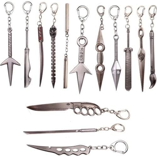 Naruto Keychain Sasuke Uchiha Ninja Kunai 12cm Weapon Sword Spear Key Chain Ring Figure Men Car Women Toy Jewelry High Quality
