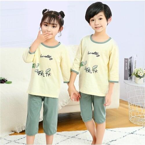 3-12 Years Kids Pajamas Animal Cartoon Pajama Boy Girl Pyjamas Sets Tshirt+Pants Cotton Soft Breathable Unisex Children Clothing