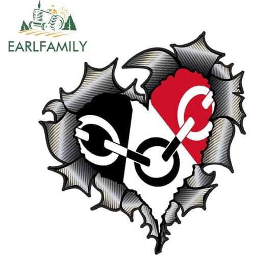 EARLFAMILY 13cm x 12cm 3D Ripped Torn Metal Heart Carbon Fibre with West Midlands Black County Flag Car Sticker