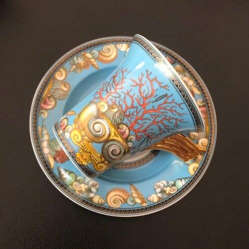 Conch Bone China Cup With Saucer Sea World Teapot Porcelain Milk Jar Sugar Pot Europe Home Decor Kitchen Tableware Luxury Gifts