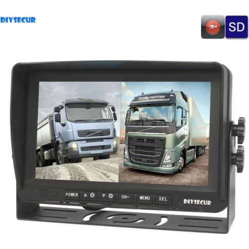 DIYSECUR AHD 7" IPS Rear View Car Monitor Support 960P AHD Camera Support SD Card Video Recording Diaplay Two Cameras Image