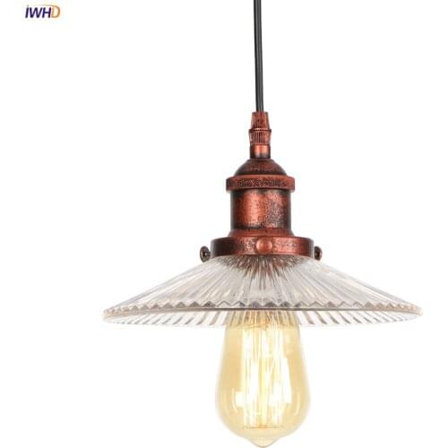 IWHD Loft Style Vintage Pendant Lights Bedroom Dinning Living Room Edison Rust Glass Industrial Lamp Hanging Light Luminaire