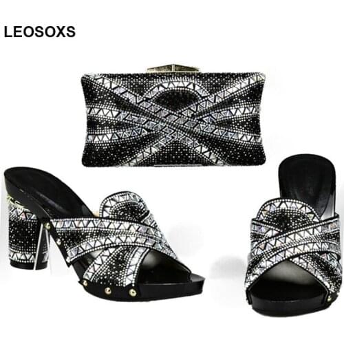 Latest Matching Shoes and Bags Set Italian In Women Italian Shoes and Bags To Match Shoes with Bag Set Decorated with Rhinestone