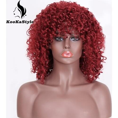 AISIBEAUTY Short Curly Wigs for Black Women Synthetic Red Wig Afrp Kinky Curly Wig 10Colors Available Natural Hair Wholesale