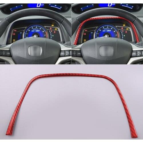Red Carbon Fiber Car Front Speed-meter Upper Trim Cover Sticker Decor Fit for Honda Civic 8th 2006 2007 2008 2009 2010 2011