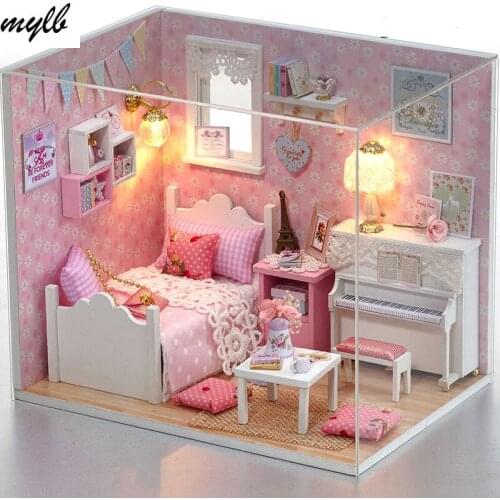 Mylb Doll House Furniture Diy Miniature Dust Cover 3D Wooden Miniaturas Dollhouse Toys for Christmas