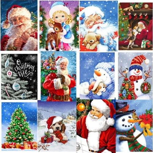 40 Sets 5D DIY Christmas Full Drill Rhinestone Diamond Painting Kits Cross Stitch Santa Claus Snowman Home Décor Wholesale K1