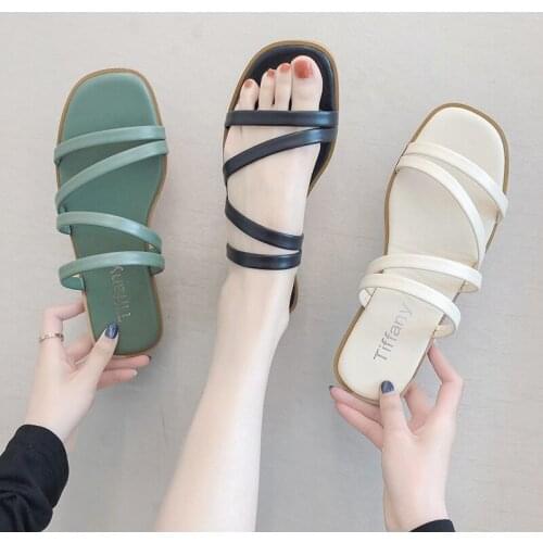 2021 New Womens Sandals, Womens Shoes, Flat-bottomed, Rubber Two-wear Sandals, Slippers Explosion Models