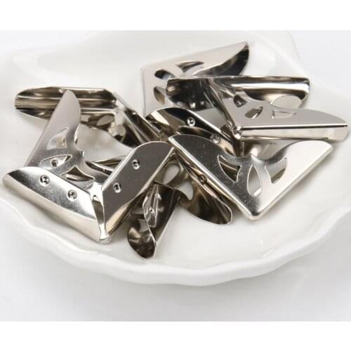 10Pcs Silver Metal Book Corner Hollow Trilateral Albums Menus Folders Box Corner Protectors For Decor Supplier 30x30x4mm