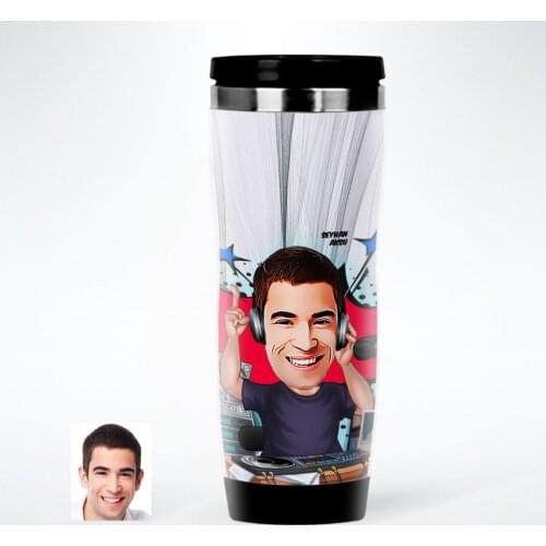 Personalized Mr Radio Broadcaster Caricature Of Steel Thermos cup-1