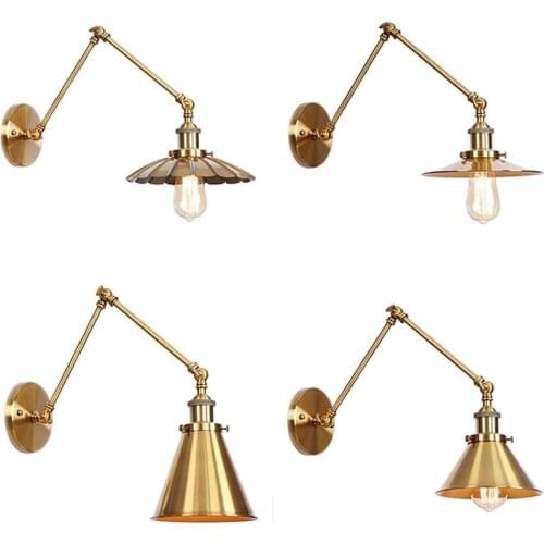 Industrial Adjustable Wall Lamps Bedroom Reading Beside LED Lights Vintage Retro Modern E27 Wall Lamps Restaurant Bar Lighting