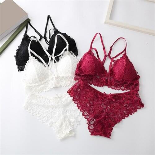 Sexy Female Underwear Set Lace Seamless Hollow Beautiful Back Bra Sexy High Quality New Ultra Thin Underwear Set