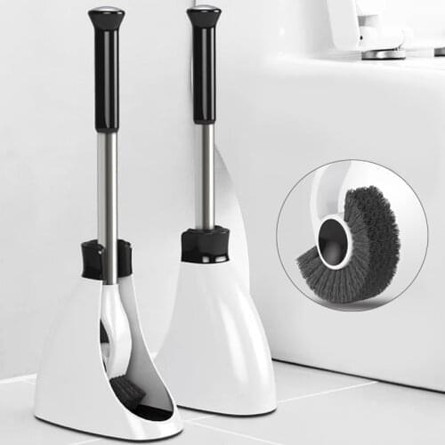 Magnetic Base Toilet Brush Stainless Steel Handle Cleaning Brush All-Round Cleaning Hippocampus Brush Bathroom Accessories