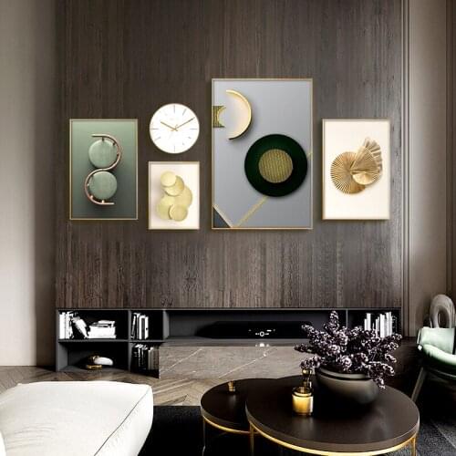 Nordic abstract geometric gold foil creative Canvas Art Paintings For Living Room Bedroom Posters And Prints Wall Poster Decor