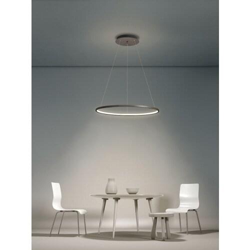 Modern Led minimalist chandelier restaurant lamp Nordic designer single head round white / black / brown living room chandeliers