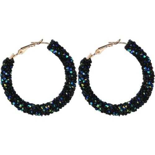 SUMENG Brand New Design Fashion Charm Austrian crystal hoop earrings Geometric Round Shiny rhinestone big earring jewelry women