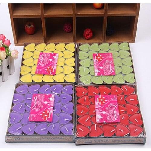 50 pcs Heart candle wedding expression with romantic Valentines Day confession pendulum figure for birthdays