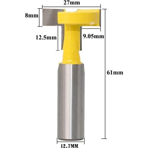 12mm 1/2 Inch Shank T-Slot Handle Router Bit Tungsten Carbide Slotting Straight for Wood Milling Cutter Woodworking 03003