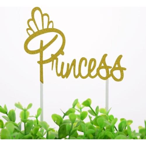Cake Toppers Flags Princess Queen Girl Glitter Cupcake Topper Kids Birthday Wedding Bride Cake Party Baby Shower Baking DIY Xmas