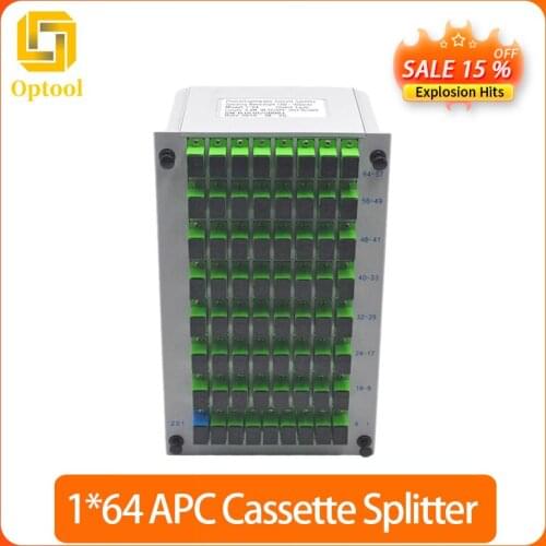 1*64 SC/APC Fiber Optic Splitter 1x64 SC/UPC Optical PLC Splitter Cassette Box Card Inserting Type Optical FTTH PLC Splitter