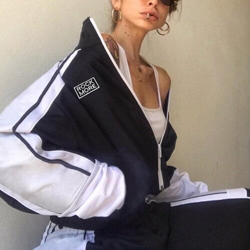 Casual Women Jacket Cropped Embroidery Patchwork Fashion Zipper Long Sleeve Autumn Fashion Streetwear Thin Lady Overcoat Coat