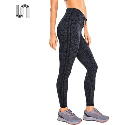 Womens Naked Feeling Workout Leggings 25 Inches - High Waisted 7/8 Drawstring Yoga Tight Pants