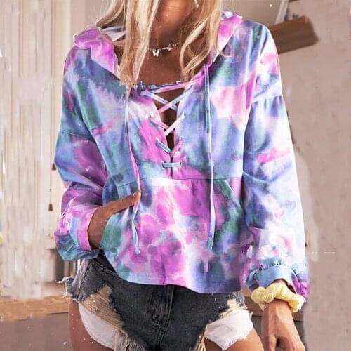 Tie Dye Women Hoodies Autumn Winter Warm Sweatshirt Female Hoodie Tops Fashion Printed Ladies Hooded Tops Streetwear Pullovers