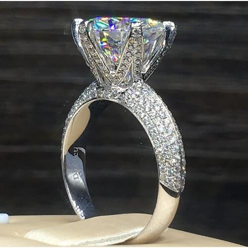 14K Au585 White Gold Women Wedding Party Engagement Ring 1 2 3 4 5 Carat Round Moissanite Diamond Ring Luxury Crown Trendy