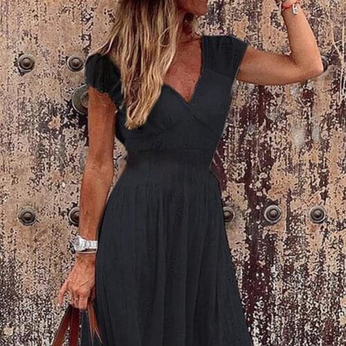 Women Dress Solid Color All-match Lace Stitching Ladies Sleeveless Casual Dress for Dating