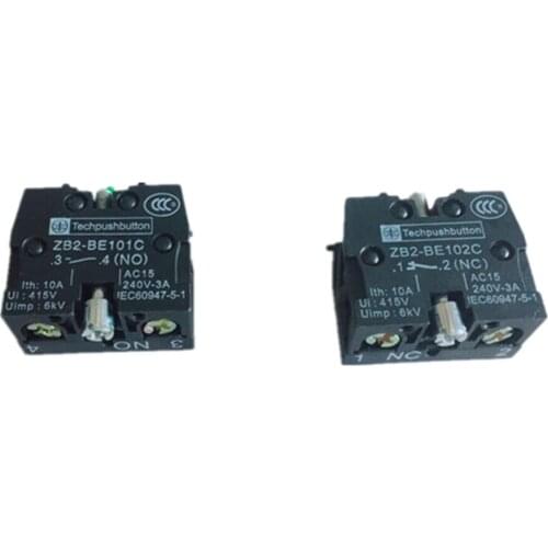 10pcs XB2 Contact Block Telemecanique ZB2-BE101C Normal Open NO ZB2-BE102C NC Pushbutton Joystick Switch Replaces TELE 10A 600V