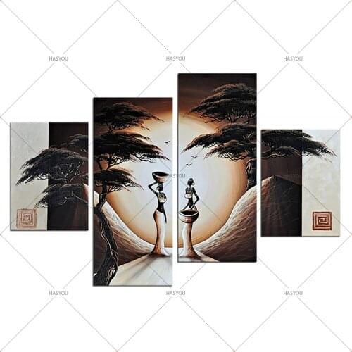 3 Panel Pictures Hand Painted Canvas Home Wall Decoration Oil Painting ancient society Tree Set Modern Abstract Pictures