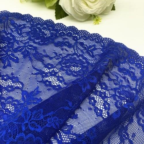 3y/lot 23cm Stretch Elastic Lace Fabric Navy Blue DIY Crafts Sewing Supplies Accessories For Bikini Underware Dress Lace Trim