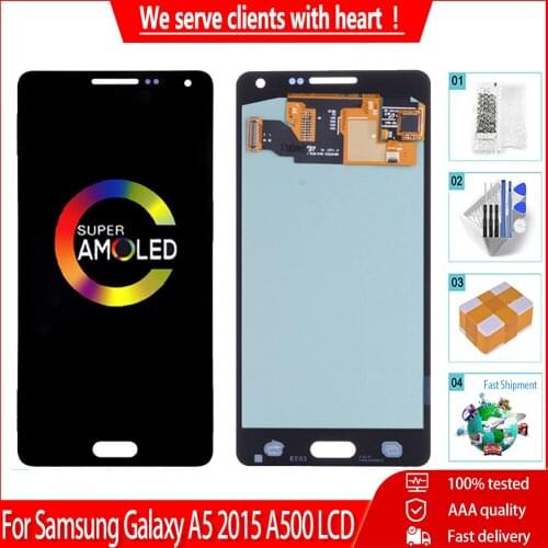5.0" Orig AMOLED For Samsung Galaxy A5 2015 A500 A500F A500H A500M LCD Display With Touch Screen Digitizer Assembly Replacement