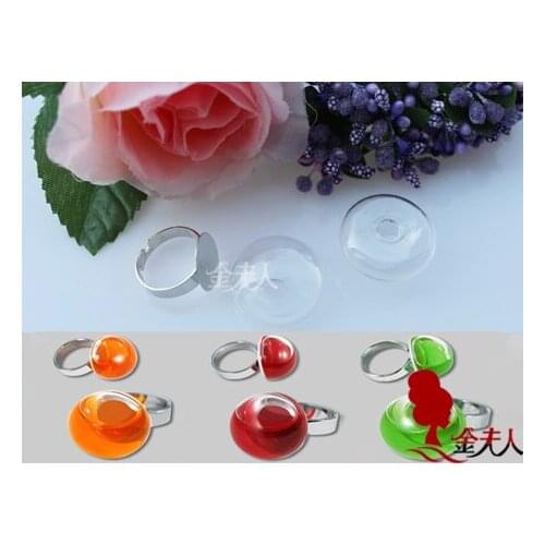 - handmade accessories glass cover diy crystal ball liquid bubble ring mushroom cover