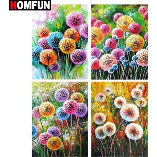 HOMFUN DIY Diamond Painting"Color dandelion landscape"Full Drill Square Round Diamond Embroidery 5D Cross Stitch Decoration Home