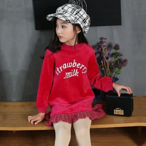 Little Girls Velvet Dresses 2019 Fall Winter Kids Girls Long Sleeve Hoodie Dresses Thick Girls Long Coat Girls Clothes Wine Red