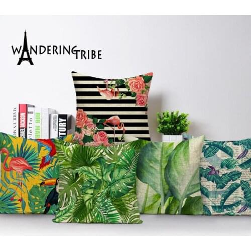 Botanical pillow cushions home decor Custom pillow cover pink flamingo fabric outdoor cushions Dropshipping cushion cover